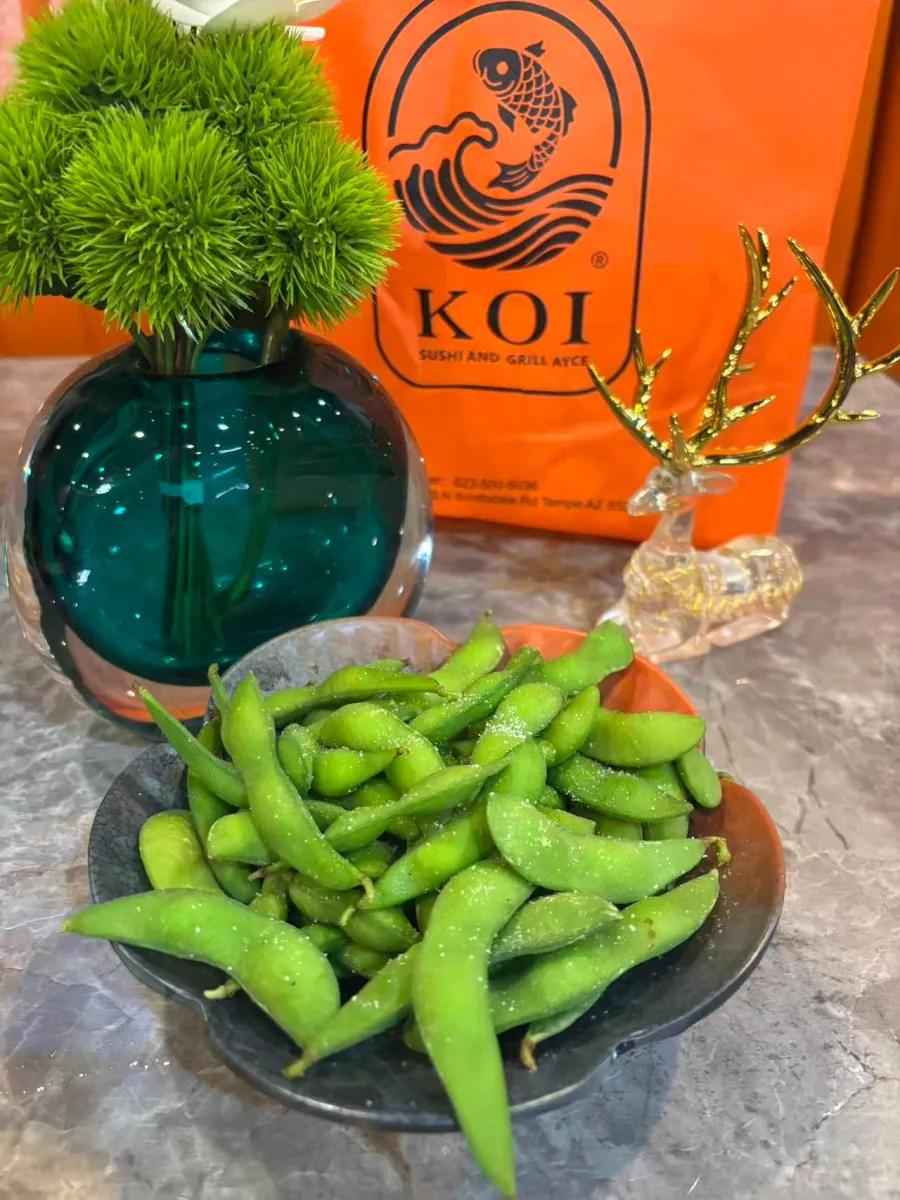Edamame at Koi Sushi，a Japanese Restaurant in Tempe